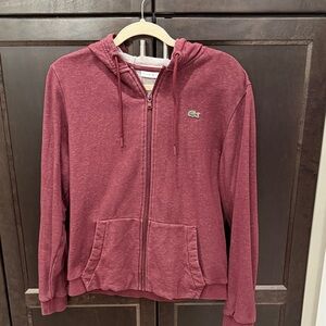 Lacoste Burgundy Full-Zip Hoodie